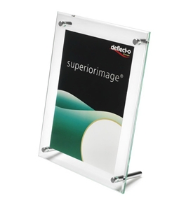 deflect-o Superior Image Beveled Edge L-Frame Base Desk Sign Holder, Acrylic, 8.5 x 11 Inches (799693)