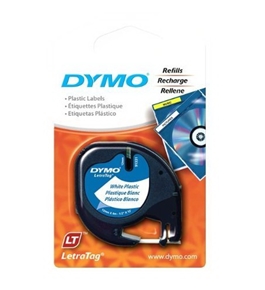 DYMO Labeling Tape, LetraTag Labelers, Plastic, 1/2"x13', Black on White