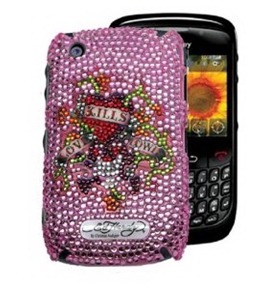 Ed Hardy Crystal Faceplate for BlackBerry Curve 8520 - Love Kills Slowly - Pink
