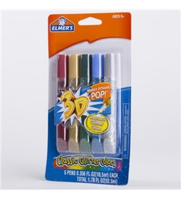 Elmer's 3D Glitter Pens, 5 Classic Glitter Colors (E642)
