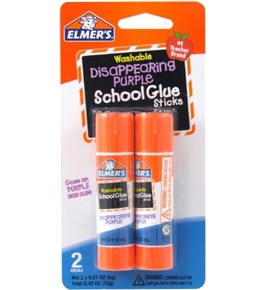 Elmer's Disappearing Purple School Glue Sticks, 0.21 oz Each, 2 Sticks per Pack (E522)
