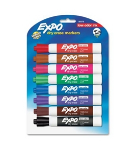 Expo Low Odor Chisel Tip Dry Erase Markers, 8 Colored Markers(80678)