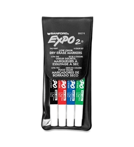 Expo Low Odor Fine Tip Dry Erase Markers, 4 Colored Markers (86074)