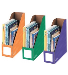 Fellowes 3-Pack Magazine File Holders, 4 by 11 by 12-1/4-Inch, Purple/Green and Orange