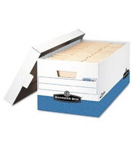 Fellowes Bankers Box Presto Storage Box, 24-Inches, Letter Size, White/Blue (0063101)
