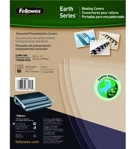 Fellowes Earth Series Recyclable Binding Covers, Letter Size, Clear, 50 Per Pack (5240001)