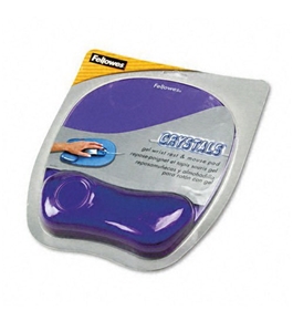 Fellowes Gel Crystals Mouse Pad with Wrist Rest, Rubber Back, 8 x 9-1/4, Purple - Sold as 2 Packs