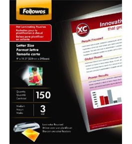 Fellowes Glossy Laminating Pouch, Letter Size, 150 Per Pack (5200509)