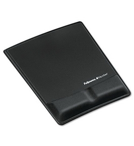 Fellowes Memory Foam Wrist Support With Attached Mouse Pad, Black - Sold as 2 Packs