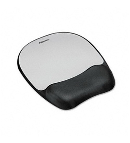 Fellowes Mouse Pad w/Wrist Rest, Nonskid Back, 8 x 9-1/4, Silver - Sold As 1 Each