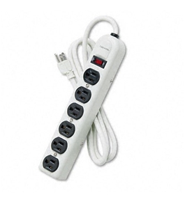 Fellowes Six-Outlet Power Strip, 120V, 6ft Cord, 12-1/4 x 2-1/2 x 1-3/8, Platinum - Sold as 2 Pack