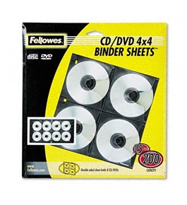 Fellowes Two-Sided CD/DVD Refill Sheets for Three-Ring Binder, 25/Pack - Sold As