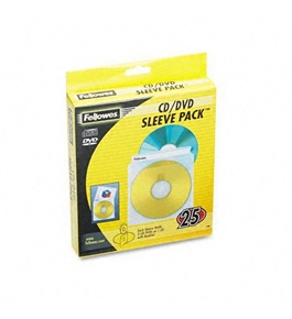 Fellowes Two-Sided CD/DVD Sleeve Refills for Softworks File, 25/Pack