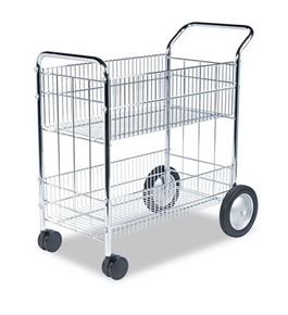 Fellowes Wire Mail Cart, 150-Folder Capacity, 18 x 38-1/2 x 39-1/4, Chrome Plated - Sold as 2 Pack