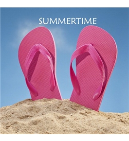 Florene Décor II - Pink Summer Flip Flops On Beach - Mouse Pads