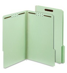 Globe-Weis Pressboard Folders with Fasteners, 1-Inch Expansion, 2-Inch Fasteners, 1/3 Cut Tabs, Legal Size, Green, 25-Count (29931)