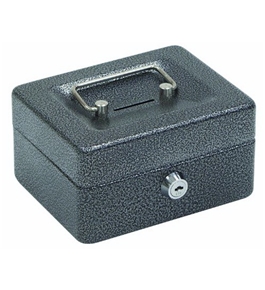Hercules CB0604 Key Locking Cash Box, 6" x 4.62" x 3", Recycled Steel, Silver Vein