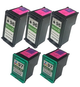 HI-VISION HI-YIELDS Remanufactured Ink Cartridge Replacement for HP 96 97 (3 Black, 2 Color, 5-Pack)
