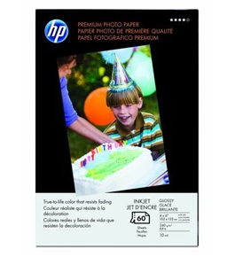 HP Q1989A Premium Glossy Photo Paper, 60 Sheets