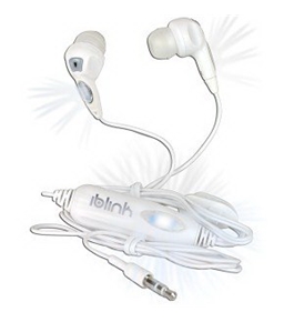 Iblink WLW1 Earbud Stereo Headphones w/3.5mm Jack & Sound Activated White LEDs (White)