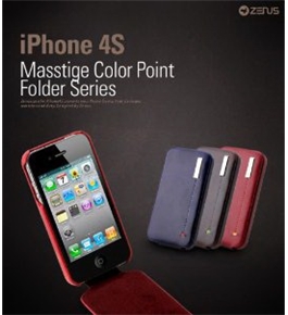 iPhone 4 / 4S Leather Case Masstige Leather Color Point Folder Series - Royal Navy