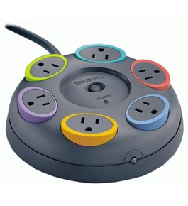 Kensington 62634 SmartSockets 6-Outlet 16 feet Cord Table Top Circular Color Coded Power Strip and Surge Protector
