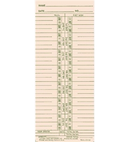 Lathem Job Cards for all Models of 2100, 3000 & 4000 Series Time Clocks