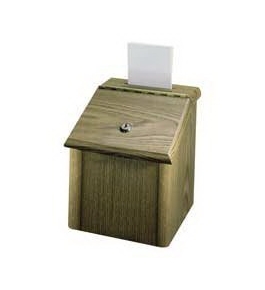 Lorell : Suggestion Box, With Lock,7-3/4"x7-1/4"x9-3/4", Medium Oak -:- Sold as 2 Packs of - 1 - / - Total of 2 Each