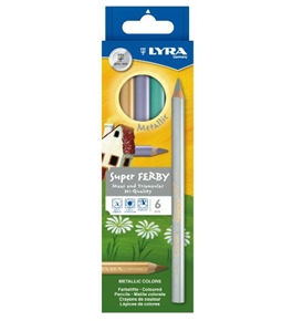LYRA Super Ferby Lacquered Triangular Giant Colored Pencils, 6.25 Millimeter Lead Core, Set of 6 Pencils, Assorted Colors (3721060)