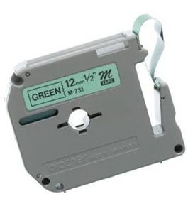 Brother M731 Tape Cartridge 0.5 Inch Wide, Non-Laminated Black on Green