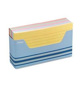 Mead Color Ruled Index Cards with Tray, 3 x 5 Inches, Assorted (63036)