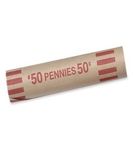 MMF Industries Preformed Coin Wrappers, Pennies, Tubular, 1000 Wrappers per Box, Red (2160600A07)