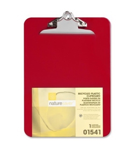 Nature Saver Plastic Clipboard, Recycled, 1" Cap, 9"X12-1/2", Red
