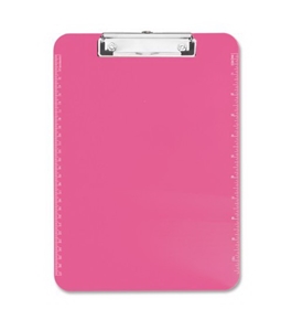 Neon Pink Transparent Plastic Clipboard, 9" x 12.5" (SPR01868)