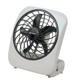 O2 Cool Portable Fan, Battery Operated, White
