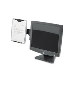 Office Suites Monitor Mount Copyholder, Plastic, Holds 150 Sheets, Black/Silver