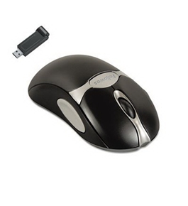Optical Cordless Mouse Antimicrobial Five-Button/Scroll Black/Silver