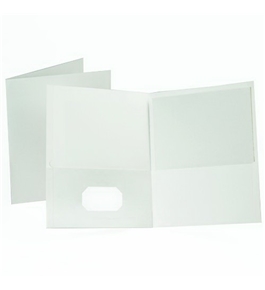 Oxford Twin Pocket White Leatherette-Grained Portfolios 25 Count (57504)