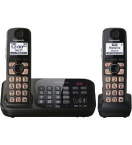 Panasonic KX-TG4742B DECT 6.0 Cordless Phone with Answering System, Black, 2 Handsets (KXTG4742B)
