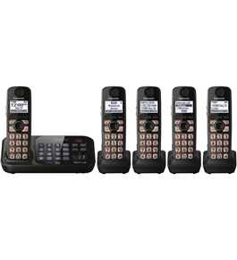 Panasonic KX-TG4745B DECT 6.0 Cordless Phone with Answering System, Black, 5 Handsets