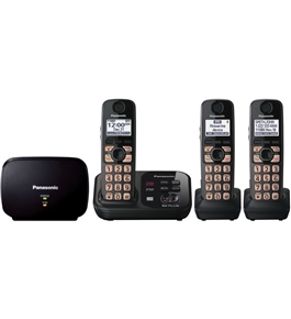 Panasonic KX-TG4753B DECT 6.0 Cordless Phone with Answering System and Range Extender, Black, 3 Handsets