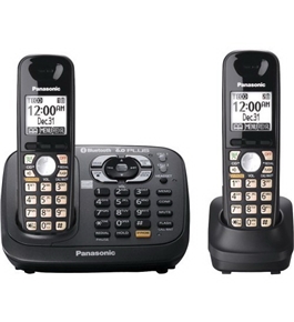 Panasonic KX-TG6582T DECT 6.0 PLUS Link-to-Cell via Bluetooth Cordless Phone with Answering System, Metallic Black, 2 Handsets
