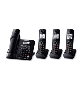 Panasonic KX-TG6644B DECT 6.0 Cordless Phone with Answering System, Black, 4 Handsets