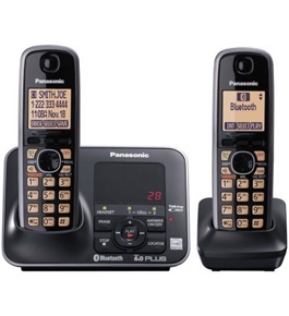 Panasonic KX-TG7622B DECT 6.0 Link-to-Cell via Bluetooth Cordless Phone, Black, 2 Handsets