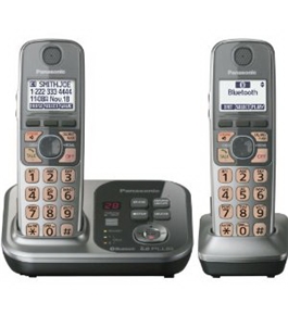 Panasonic KX-TG7732S DECT 6.0 Link-to-Cell via Bluetooth Cordless Phone with Answering System, Silver, 2 Handsets