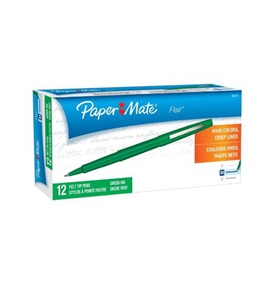 Paper Mate 8440152 Flair Porous Felt Tip Pens, Medium Point, Green, 12-Pack
