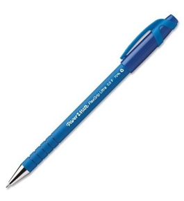 Paper Mate FlexGrip Ultra Stick Ball Pen, Fine Point, 0.80 mm, Blue Barrel, Blue Ink (9660131), Pack of 12