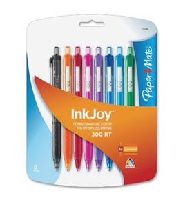 Paper Mate InkJoy 300 RT Retractable Medium Point Ballpoint Pens, Assorted Colors, 8 Pack (1781564)