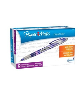 Paper Mate Liquid Expresso Medium Tip Felt Porous Pens, 12 Purple Pens (21005BH)