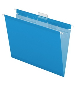 Pendaflex 42622 Ready Tab Colored Reinforced Hanging Letter Folders, 1/5 Cut, Blue, 25/box